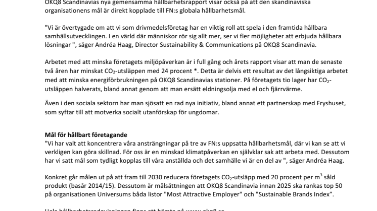 OKQ8 Scandinavia sätter nya, ambitiösa hållbarhetsmål 