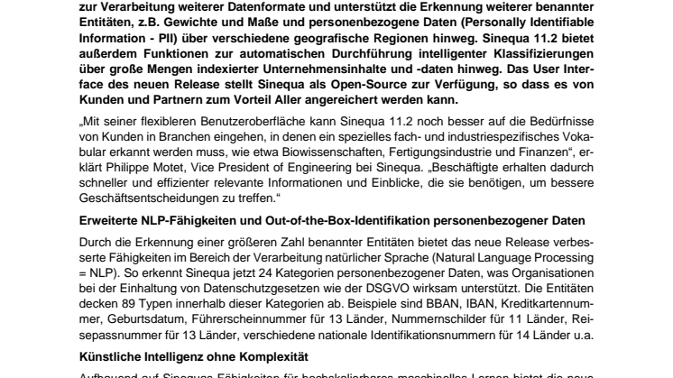 Sinequa präsentiert neues Release seiner KI-basierten Suche und Analyse