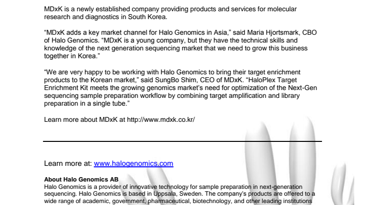 Halo Genomics appoints South Korean distributor