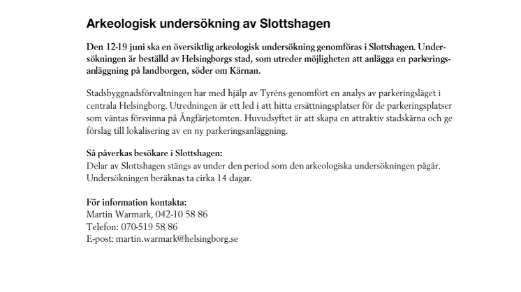 Arkeologisk undersökning av Slottshagen