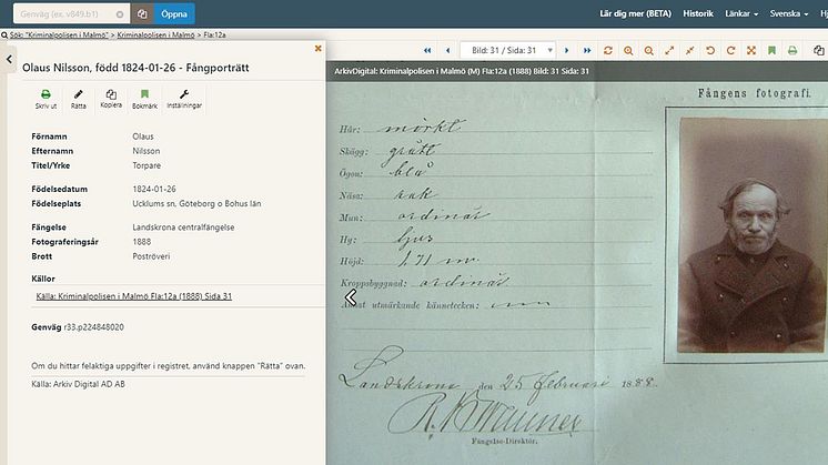 Personregister till fångporträtt