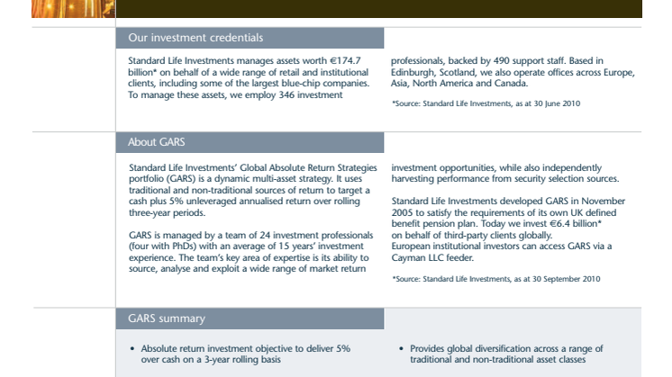 Global Absolute Return Strategies (GARS) – Informationsblad 