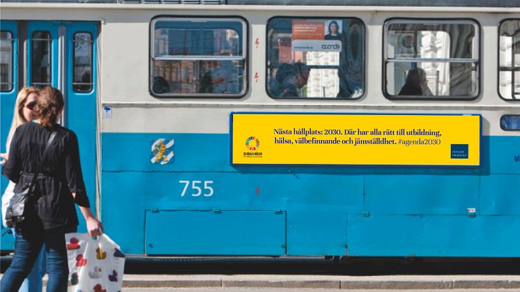 Kampanjen för att uppmärksamma Globala målen kommer att synas på spårvagnar i Göteborg under v. 38-39.