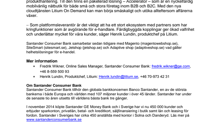 Nytt samarbete mellan Santander Consumer Bank och Litium 