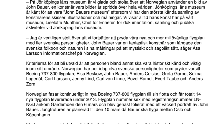 John Bauer ny ständig passagerare hos Norwegian 