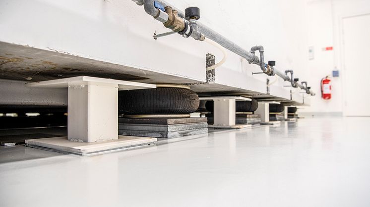 Close-up of pneumatic rubber feet