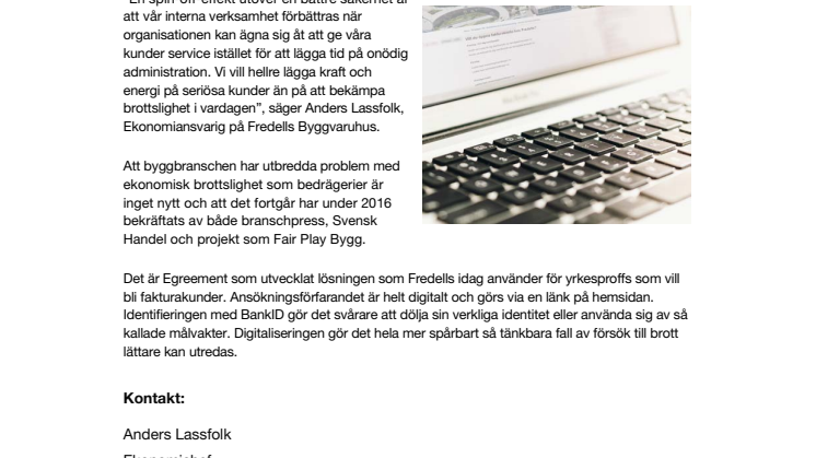  Fredells använder digital teknik mot fusk och bedrägeri i byggbranschen