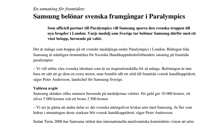 En utmaning för framtiden: Samsung belönar svenska framgångar i Paralympics