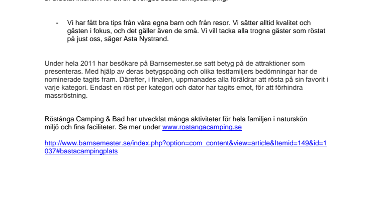 Sveriges bästa familjecamping 2012 ligger i Skåne