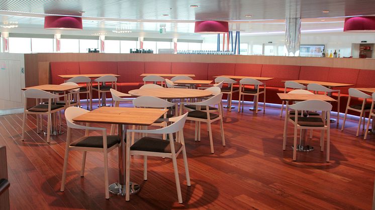 Das Restaurant auf Scandlines' neuer Hybridfähre "Berlin"