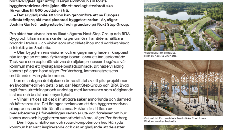 Klart för 900 bostäder i Mölnlycke – en ny värld för träinnovation