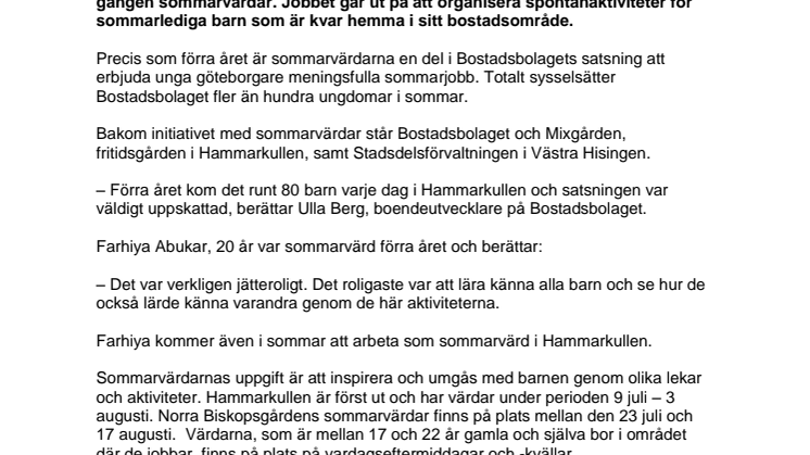 Ännu fler unga sommarvärdar hos Bostadsbolaget i år