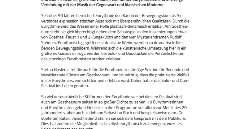 Musik hören und sehen. Eurythmie-Solo- und -Duo-Festival am Goetheanum