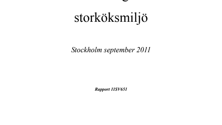 Försök med matavfallskvarn i restaurang- och storköksmiljö