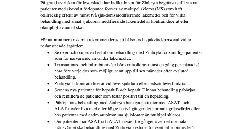 Bilaga 2 Information till hälso- och sjukvårdspersonal