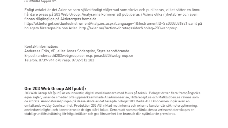 203 Web Group – Omfattande analys av 203 Web Group publicerad