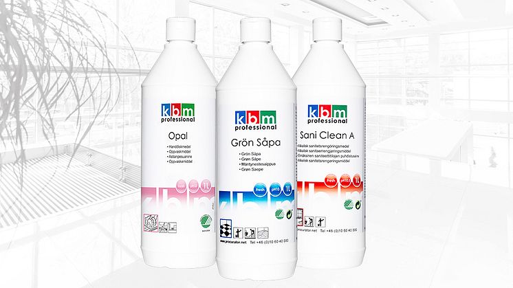 KBMs produktflaskor är av återvunnen plast.