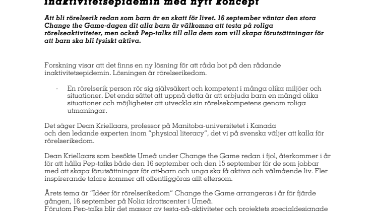 Change the Game vill bekämpa inaktivitetsepidemin med nytt koncept