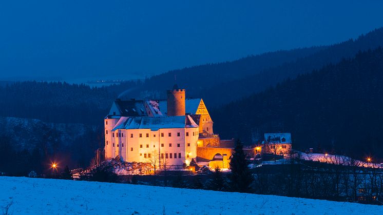 Blick auf Burg Scharfenstein im Winter (Foto: ASL Schlossbetriebe/Dittrich)