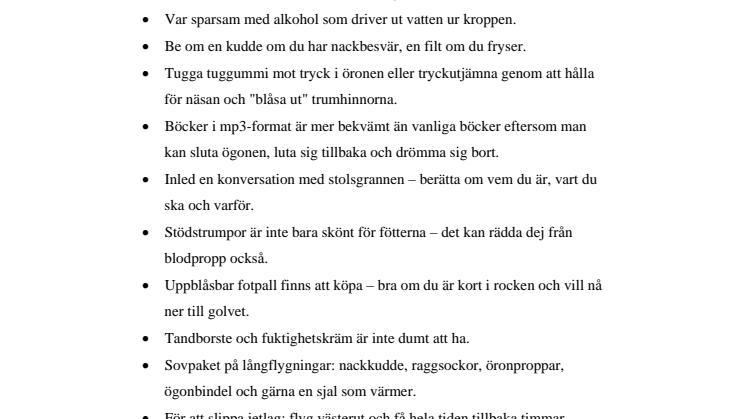 Tips för skönare långflygning