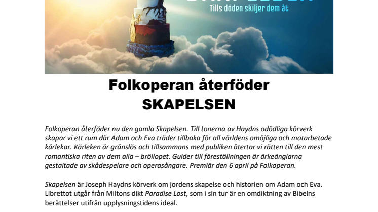​Folkoperan återföder SKAPELSEN