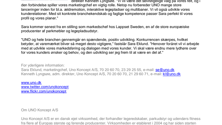 Ny marketingchef hos  UNO Koncept A/S 