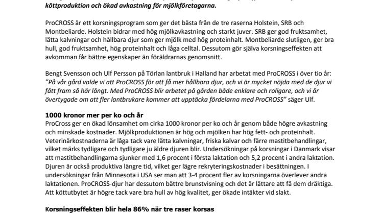 Tjäna 1000 kronor mer per ko och år med ProCROSS