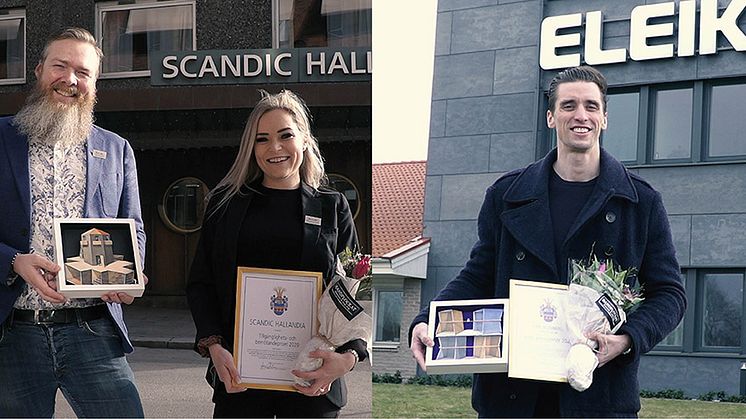 Pristagare. Tillgänglighets- och bemötandpriset: Thomas Hansen och Michelle Berntsson, Scandic Hallandia. Årets entreprenör:  Erik Blomberg, Eleiko AB.