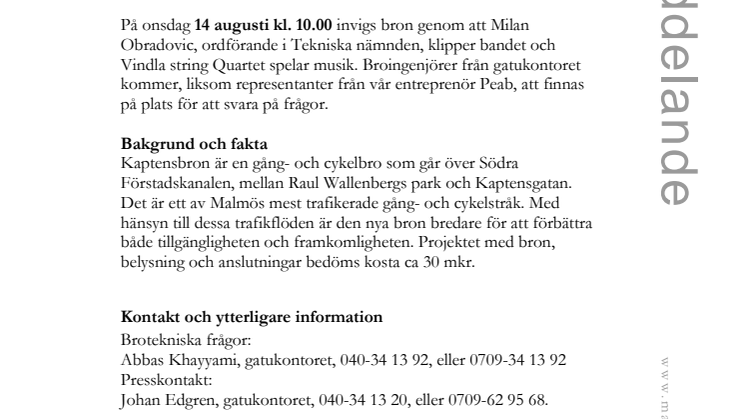 Kaptensbron är klar – nu ska den invigas