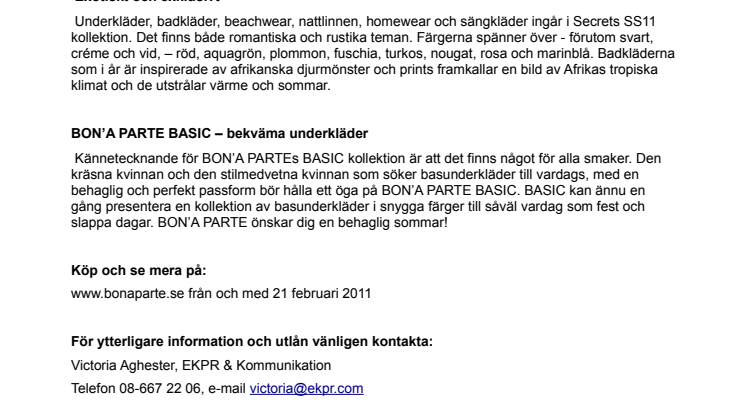Romantiska underkläder från BON’A PARTE