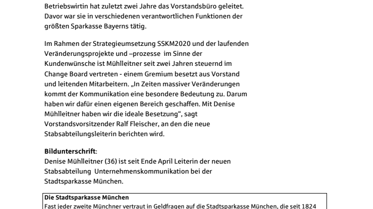 Unternehmenskommunikation wird eigenständige Abteilung / Denise Mühlleitner übernimmt die Leitung