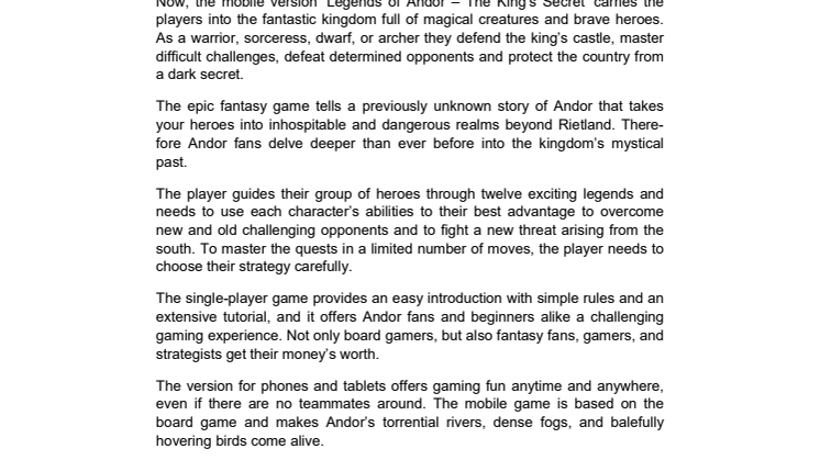 The popular tabletop game ‘Legends of Andor‘ now available for iOS and Android