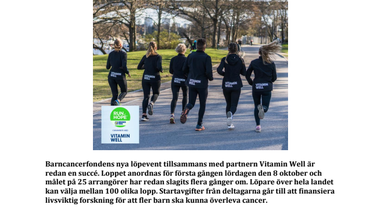 Vitamin Well Run of Hope succé redan innan start