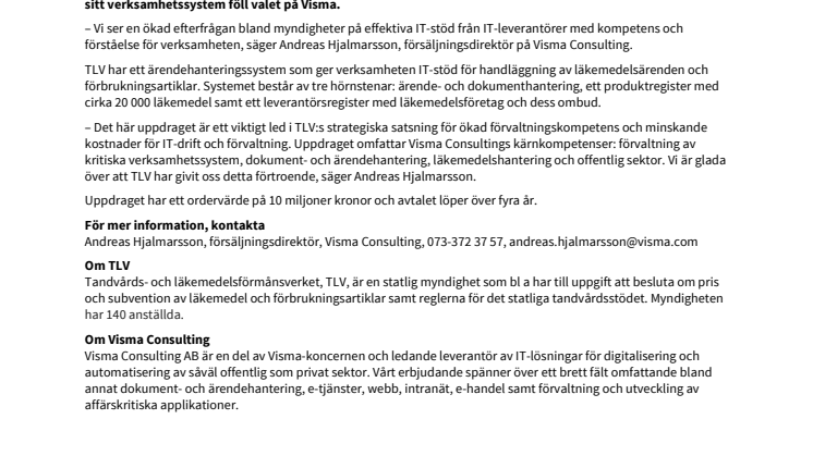 Tandvårds- och läkemedelsförmånsverket väljer IT-förvaltning från Visma
