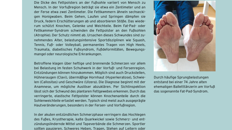 Das Fat-Pad-Syndrom - Fettgewebsatrophie an der Fußsohle