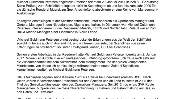 Scandlines stellt neuen Betriebsmanager ein 