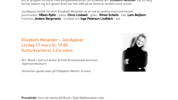 Elisabeth Melander gör comeback med JazzAppear & Bergdalakvartetten