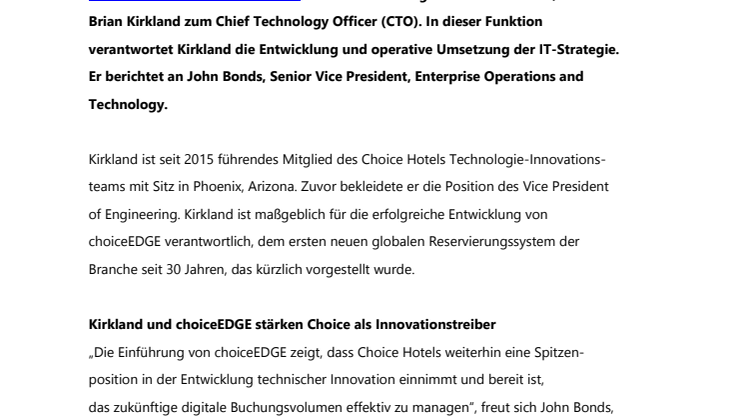 Nach Launch von choiceEDGE: Brian Kirkland wird neuer CTO