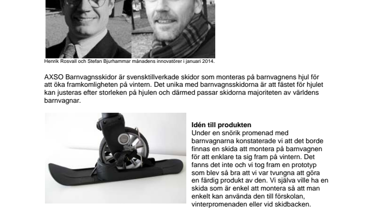 Stefan Bjurhammar och Henrik Rosvall månadens innovatörer i januari 2014.