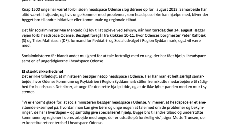 Socialministeren besøger headspace Odense