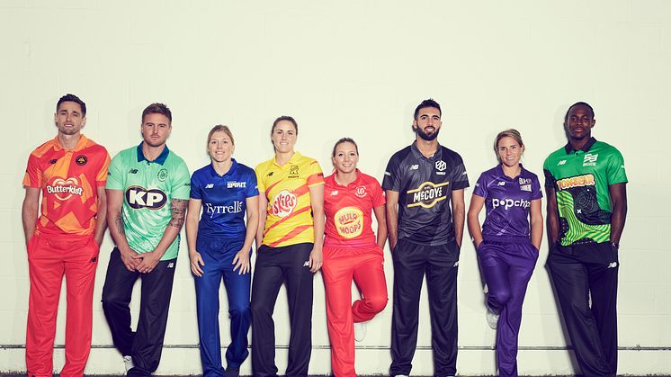 (L-R) Chris Woakes, Jason Roy, Heather Knight, Nat Sciver, Katie George, Saqib Mahmood, Lauren Winfield and Jofra Archer will represent the eight men's and women's teams in The Hundred