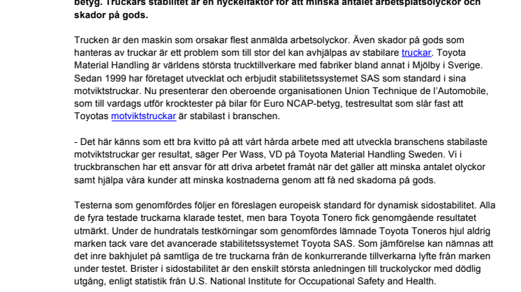 Toyotas truckar stabilast i test