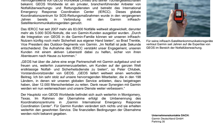 PM Garmin Übernahme GEOS