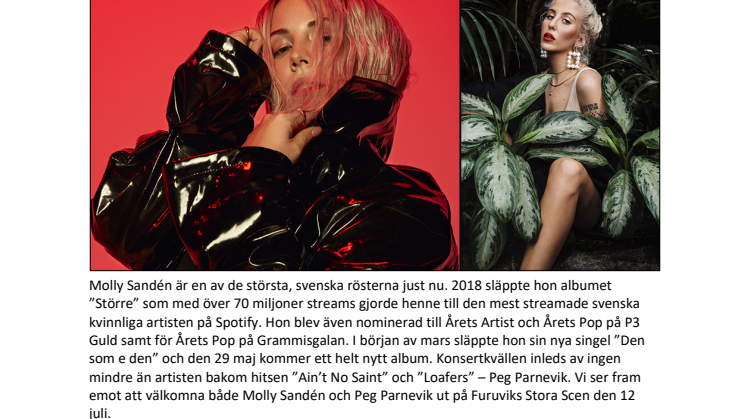 Molly Sandén och Peg Parnevik till Furuvik