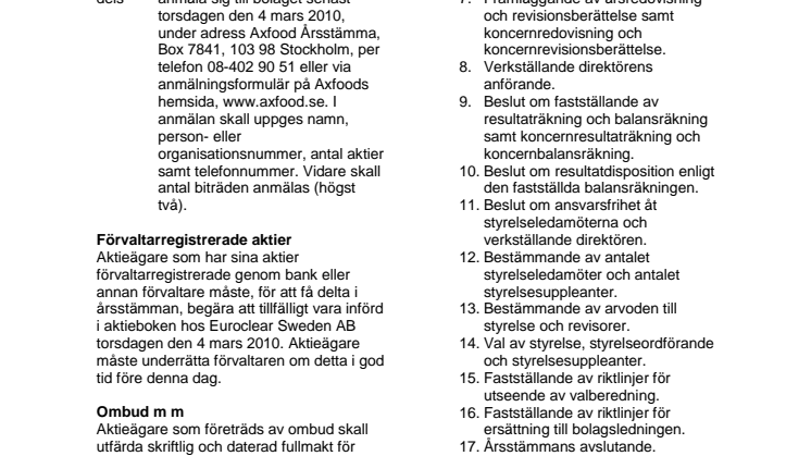 Kallelse till årsstämma
