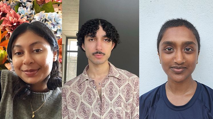 Tensta konsthalls textprisvinnare 2023: Iren Rahman (2:a), Artur Bagheri (1:a) och Dilki Jayasooriya Patabendige