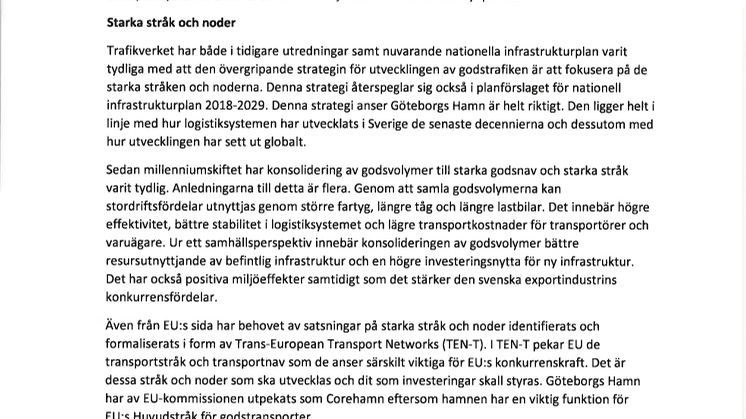 Remissvar angående förslag till nationell plan för transportsystemet 2018-2029