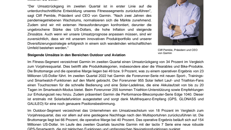 PM Garmin Quartalsmeldung Q2/2022
