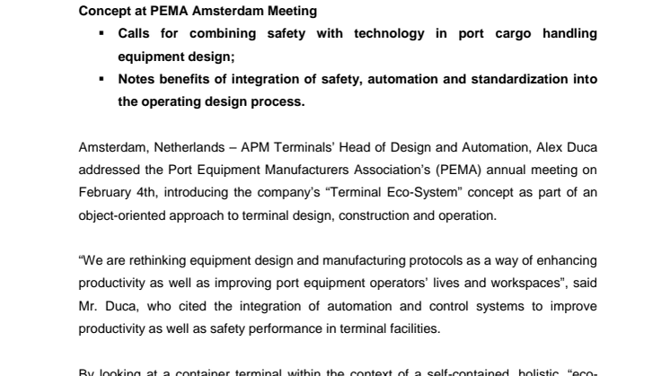 APM Terminals shares vision of “Terminal Eco-System” concept at PEMA AGM