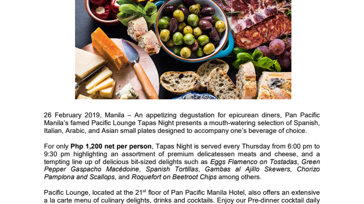 Thursday Tapas Night at Pan Pacific Manila